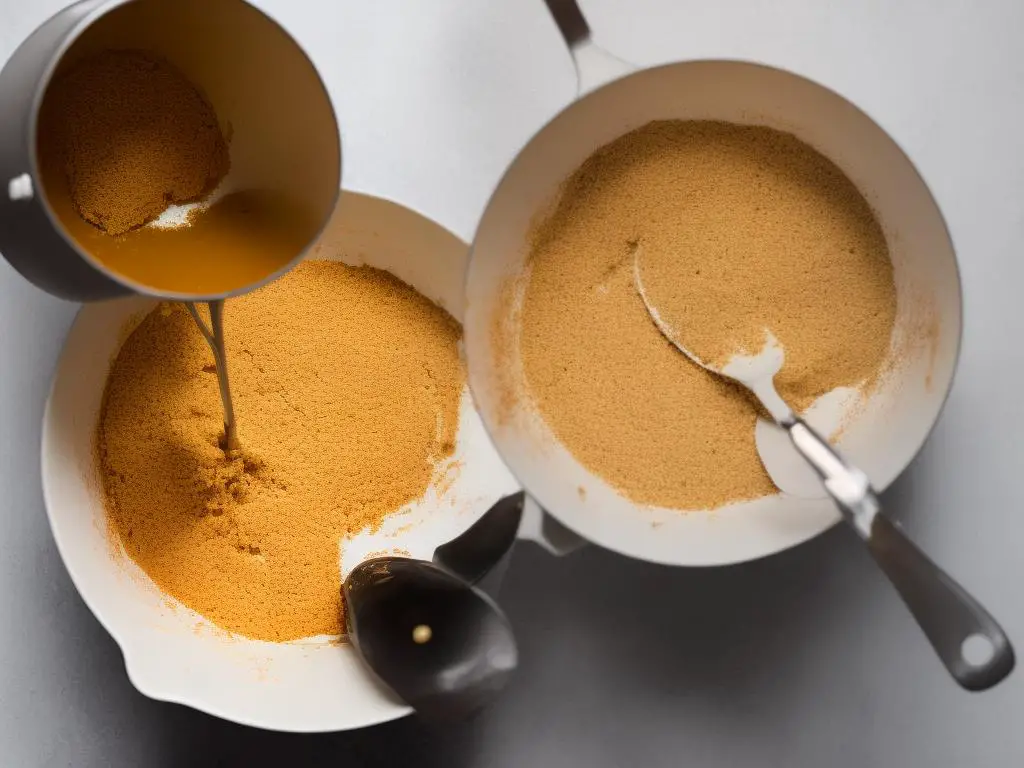 Picture of Browned Butter Frosting with a whisk and measuring cups around it.