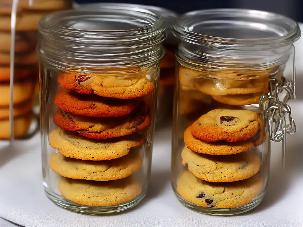 An image of cookies stored in a glass jar with airtight lid and silicone seal.