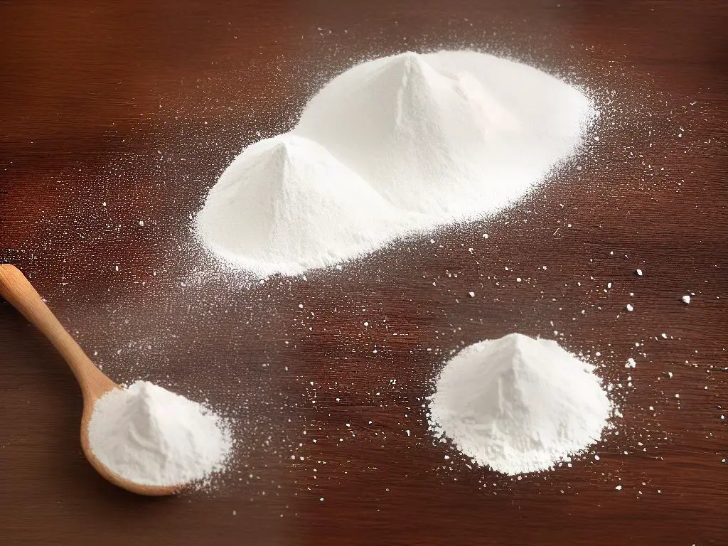 An image of a white powder derived from an arrowroot plant, used for thickening liquids in cooking. It is often used as a gluten-free alternative to flour and cornstarch.