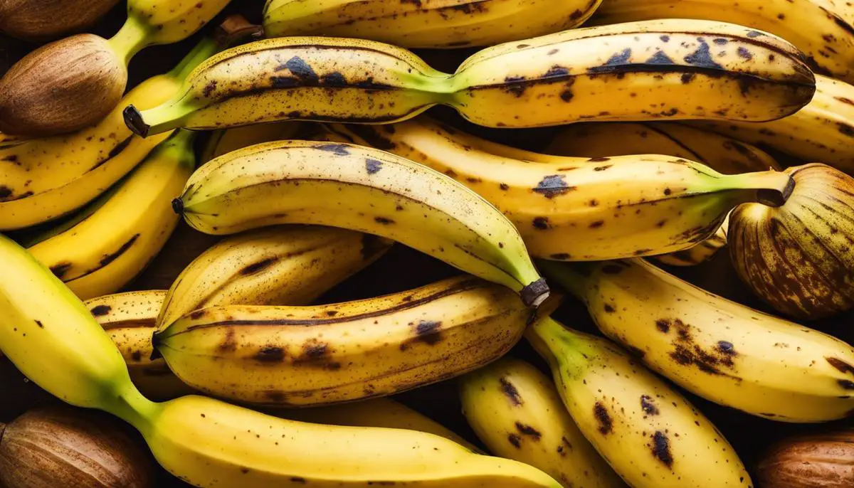 Image of ripe bananas with brown spots perfect for banana bread
