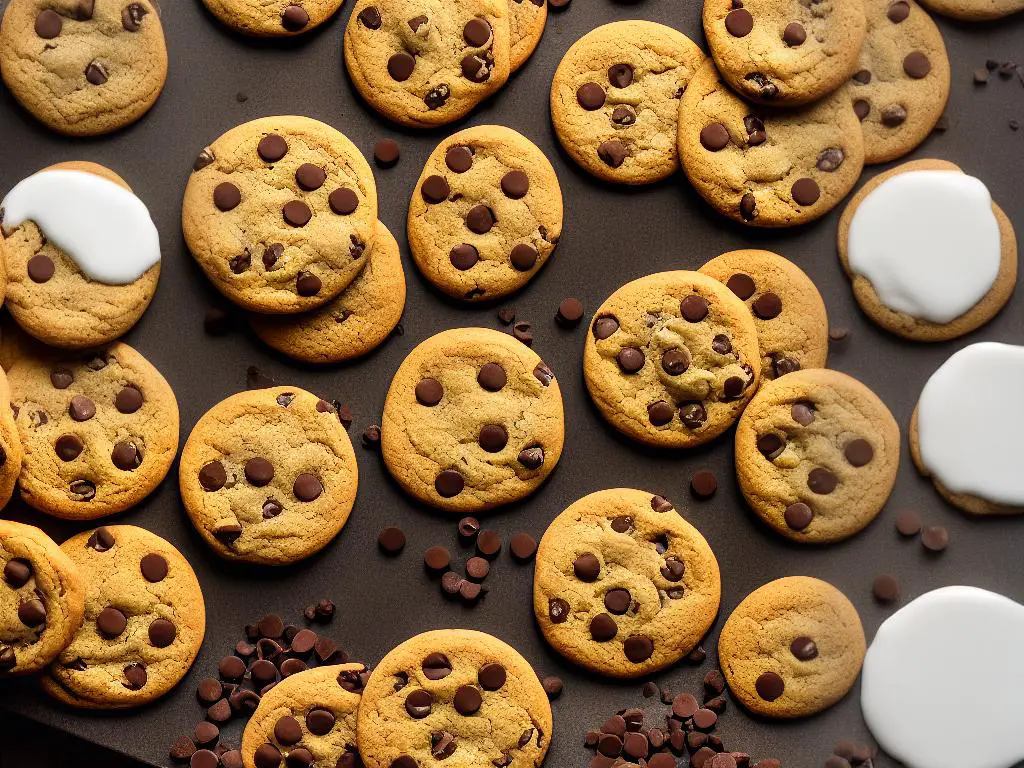 An image of a metal cookie sheet with cookies on it, demonstrating the different types of cookies that can be made on various types of cookie sheets.