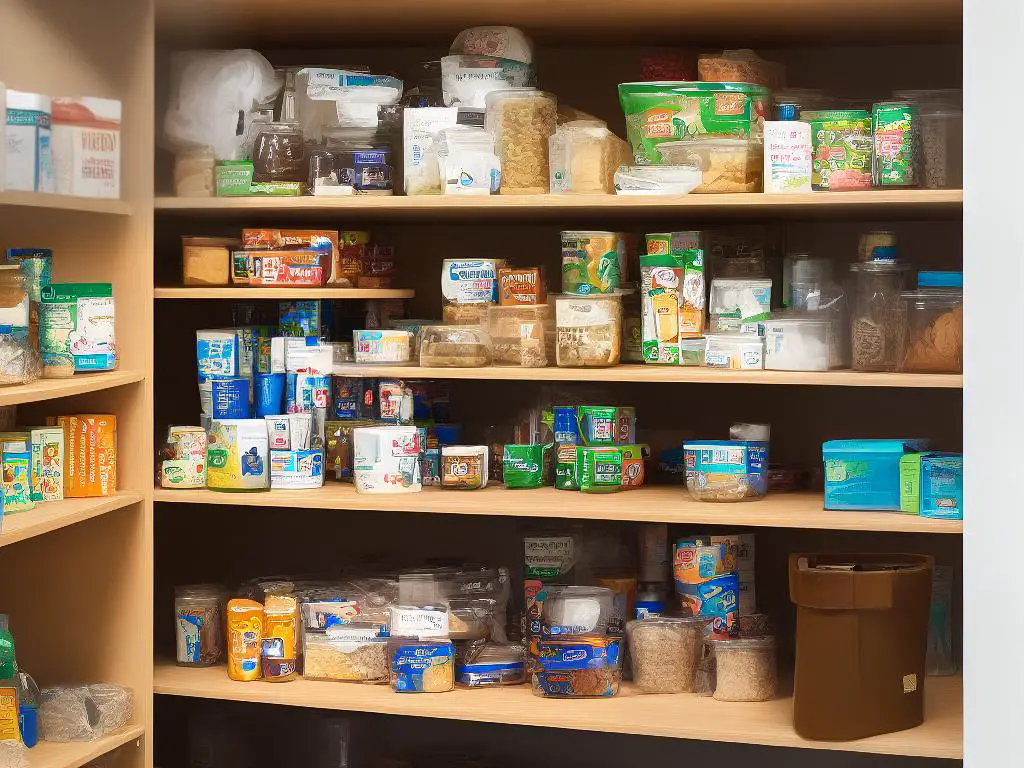 An image of a woman storing airtight cookie containers in a pantry.