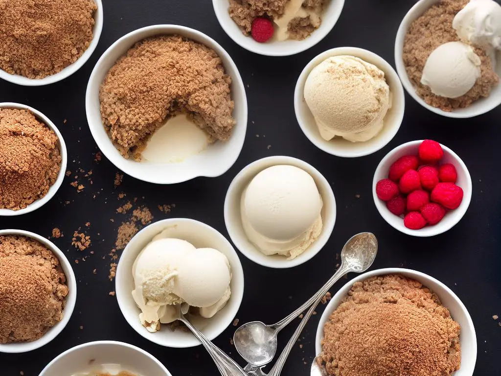 An image of various desserts made with applesauce such as apple crisp, ice cream, and fruit leather.