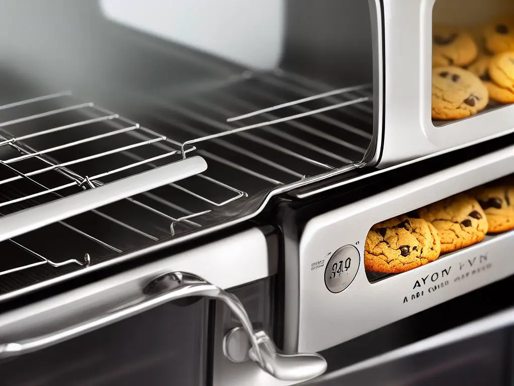 An image of an oven with a temperature gauge, with the words 'preheating your oven for perfectly baked cookies.'