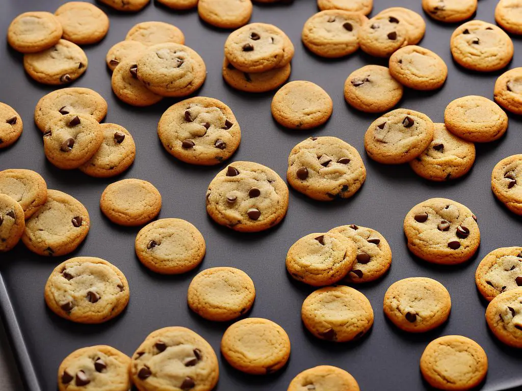 A picture of cookies on a baking sheet with some cookies darker than others highlighting issues with uneven browning.