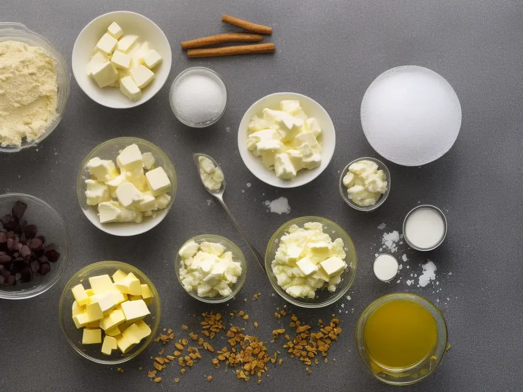 Picture of different types of butter, including unsalted, salted, grass-fed and clarified butter.